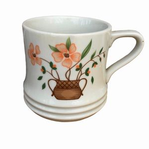 Countryside Stoneware Collection Flowers In Basket Cottagecore Coffee Mug Cup